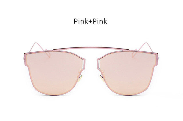Women Cateye Metal Mirror Sunglasses