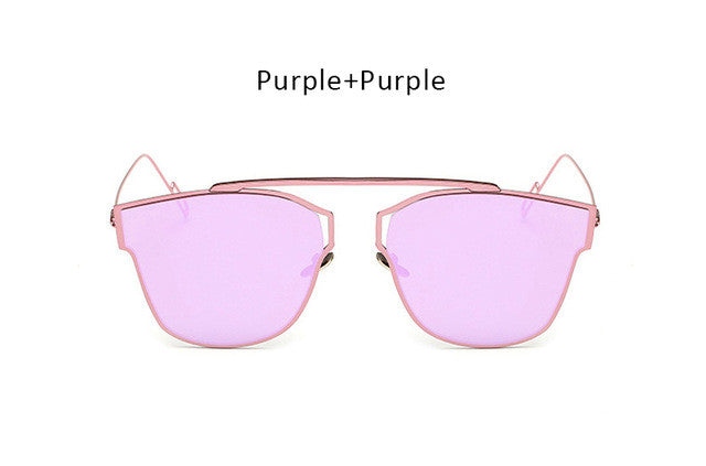 Women Cateye Metal Mirror Sunglasses
