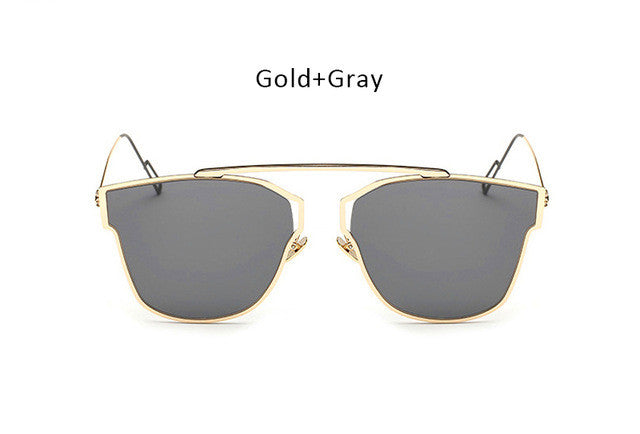 Women Cateye Metal Mirror Sunglasses