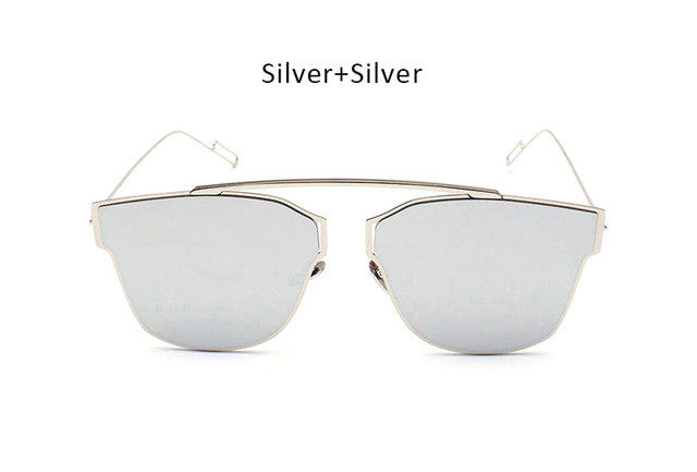 Women Cateye Metal Mirror Sunglasses