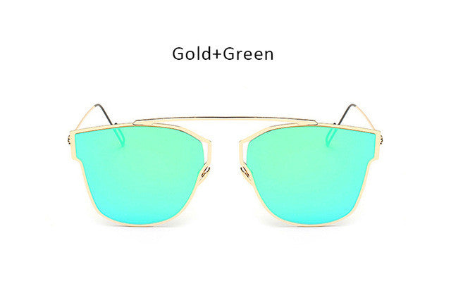 Women Cateye Metal Mirror Sunglasses