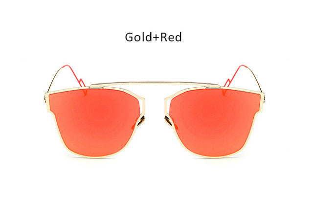 Women Cateye Metal Mirror Sunglasses
