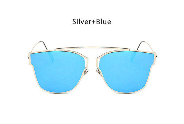 Women Cateye Metal Mirror Sunglasses