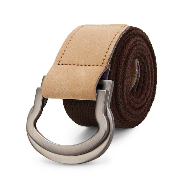 Double Ring Loop Canvas Belt Buckle Mens