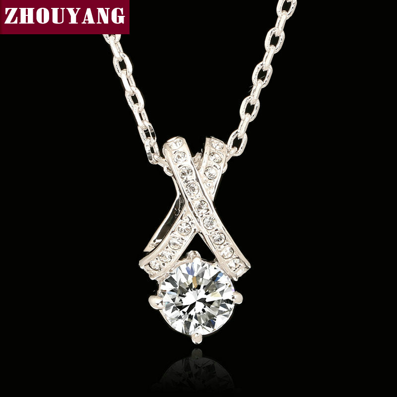 Crystal Necklace Silver Color