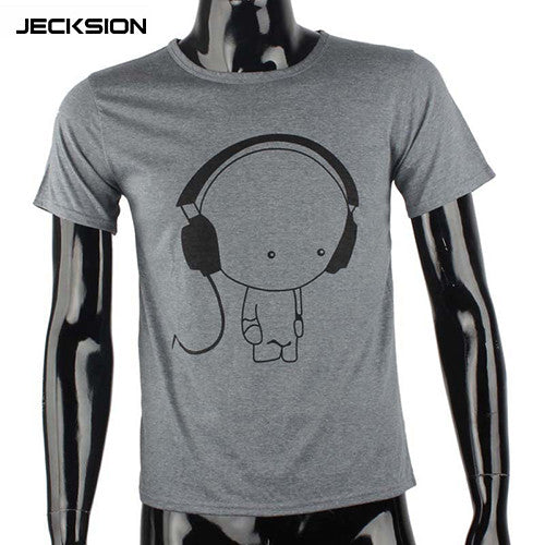 Short Sleeve O-Neck Earphone T Shirt Men