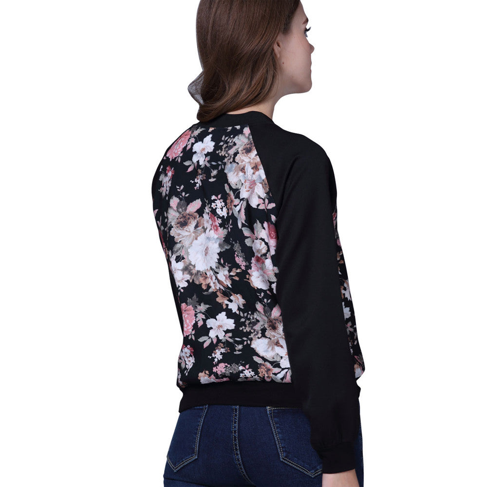 Coat Rose Floral Print Winter Street Jacket Women