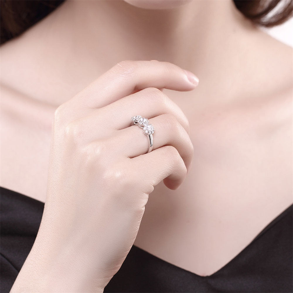 GAGAFEEL Sparking Crystal Sterling Silver Ring With Big Store Elegant