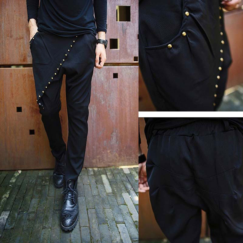 Korean Style Men`s Rivet Pencil Pants