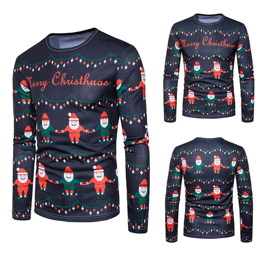 Men Autumn PrintingTop Long-sleeved T-shirt Blouse