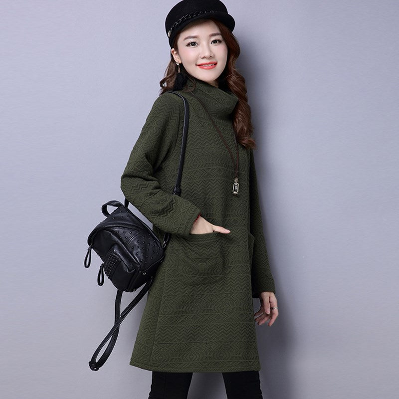 Stylish Long Sleeve Polo Neck Pockets