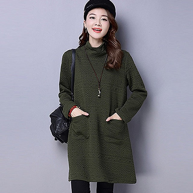 Stylish Long Sleeve Polo Neck Pockets