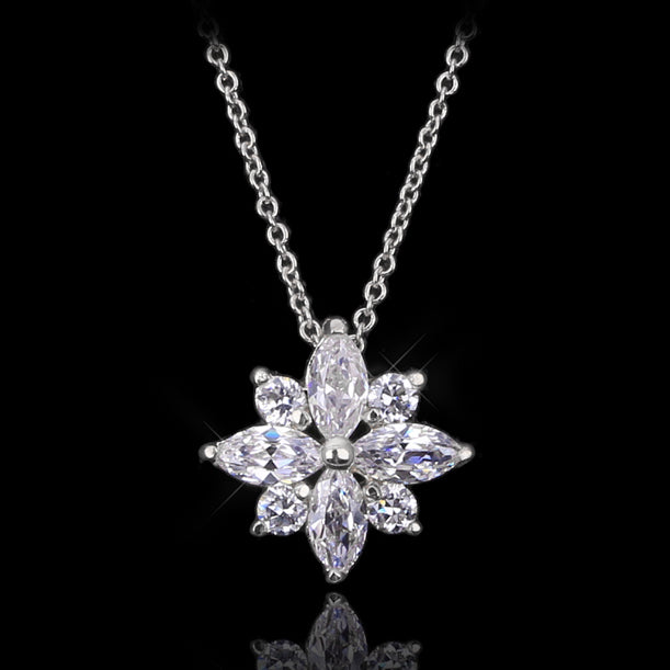 Crystal Snowflake Necklace Rose Gold Color