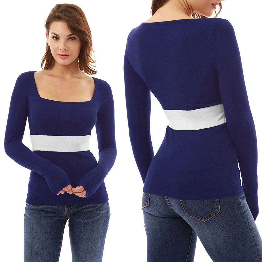 Women U Neck Tight Long Sleeve