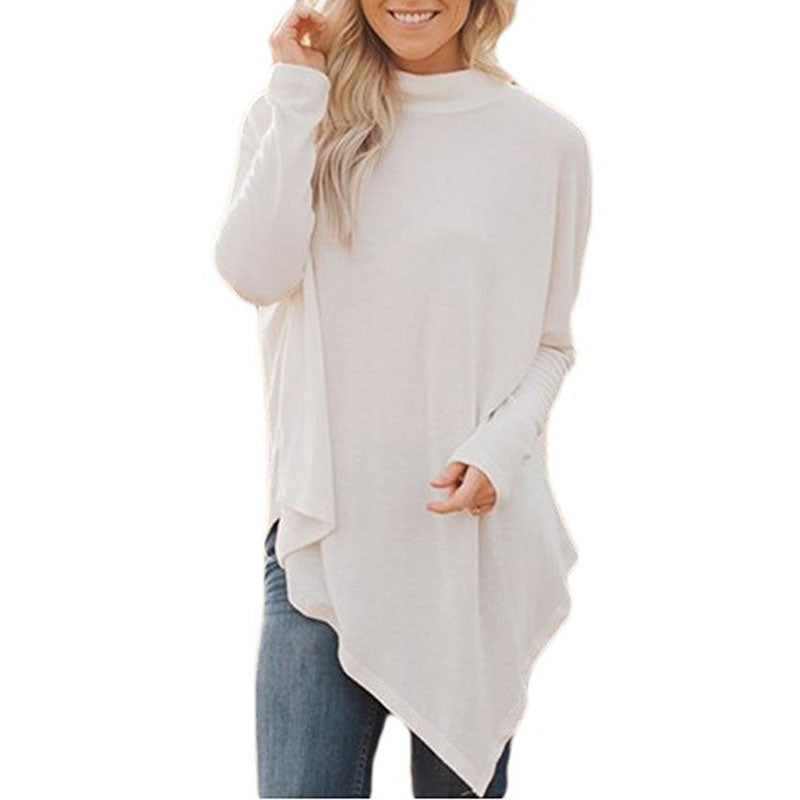 Polo Neck Pullover Sweatshirt Long Sleeve