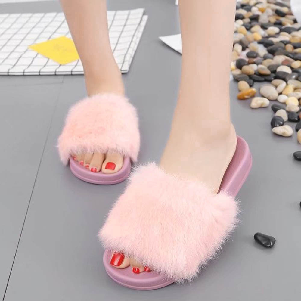 Non-slip Soft Fluffy Faux Fur Flat shoes