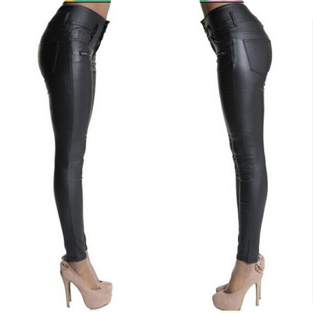 Leather Leggings Stretch Skinny Trousers