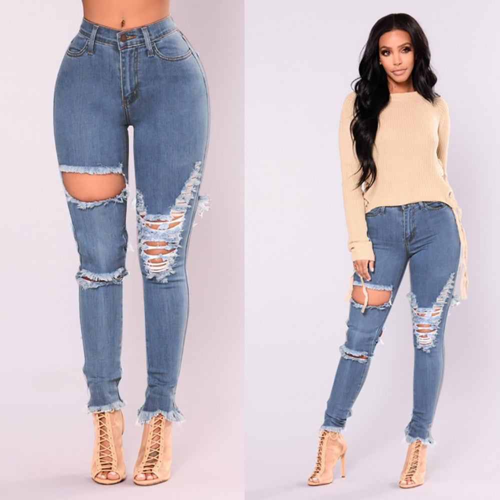 Jeans Pants High Waist Stretch Slim Pencil