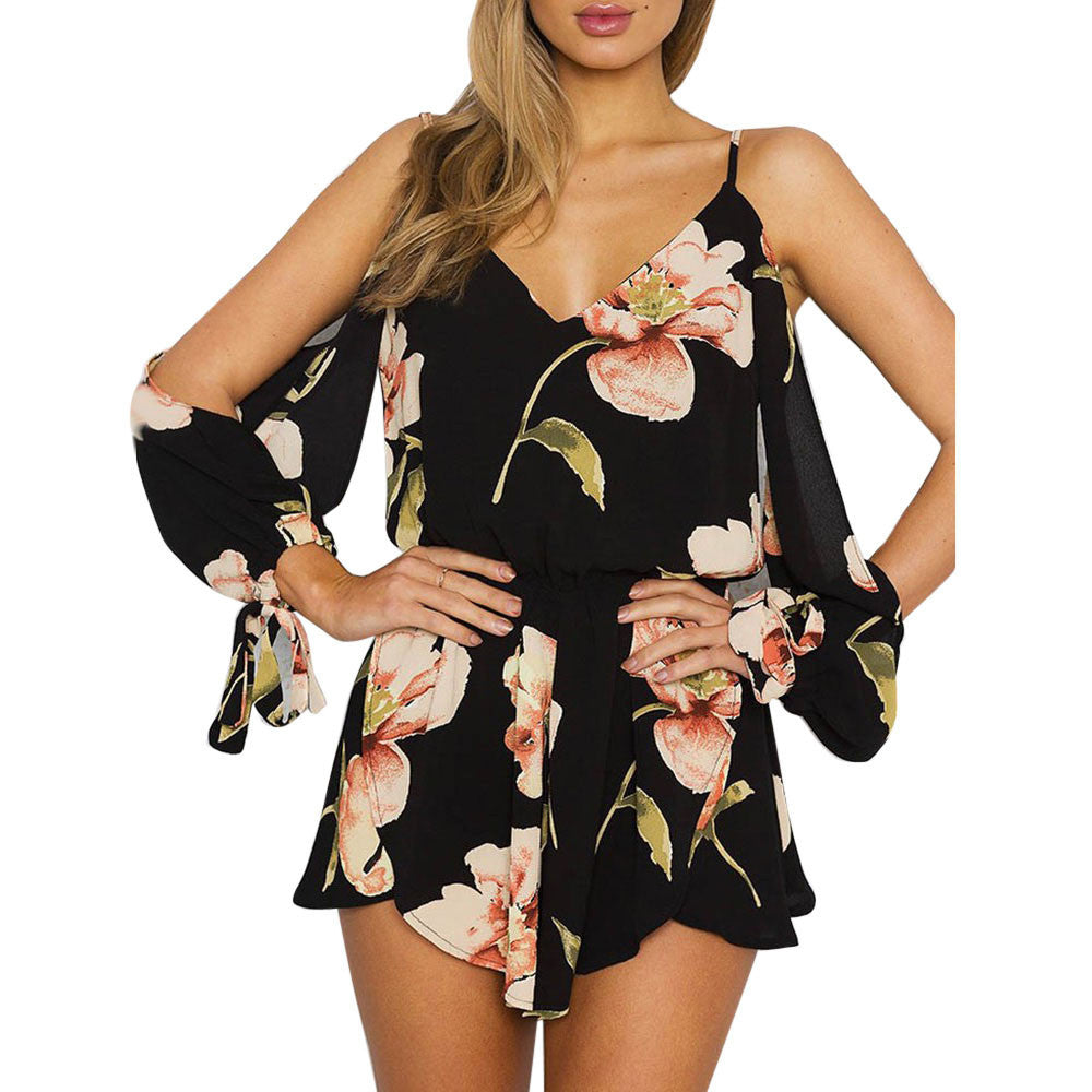 Off Shoulder Floral Print Jumpsuit