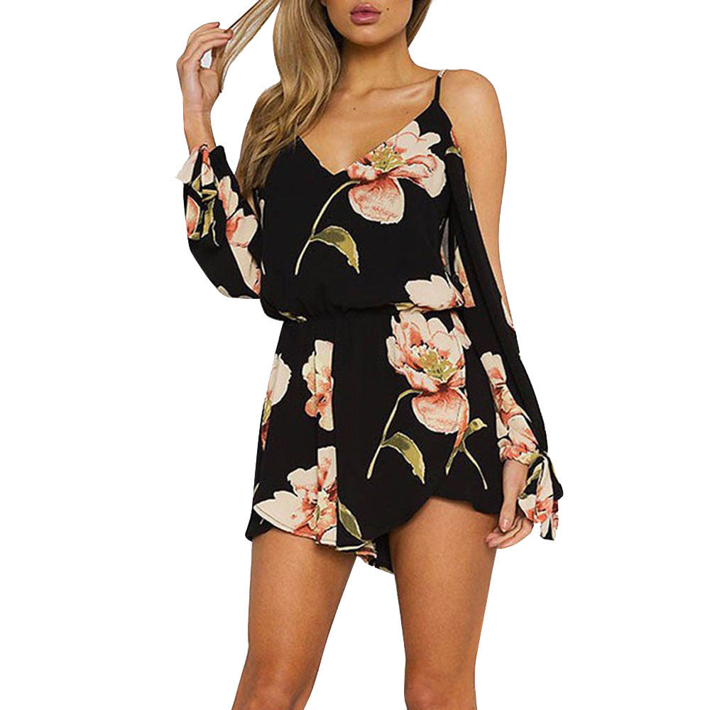Off Shoulder Floral Print Jumpsuit
