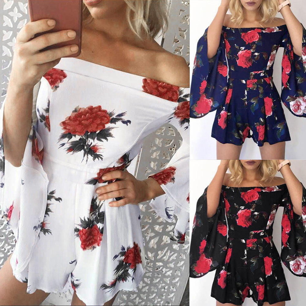 Women Beach Floral Prints Jumpsuit