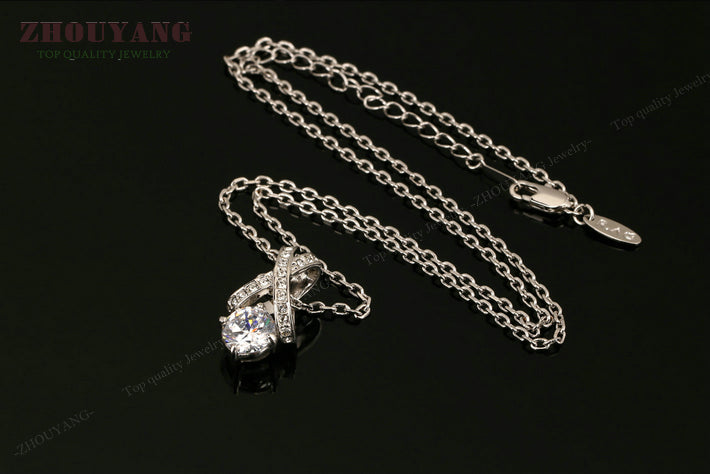 Crystal Necklace Silver Color