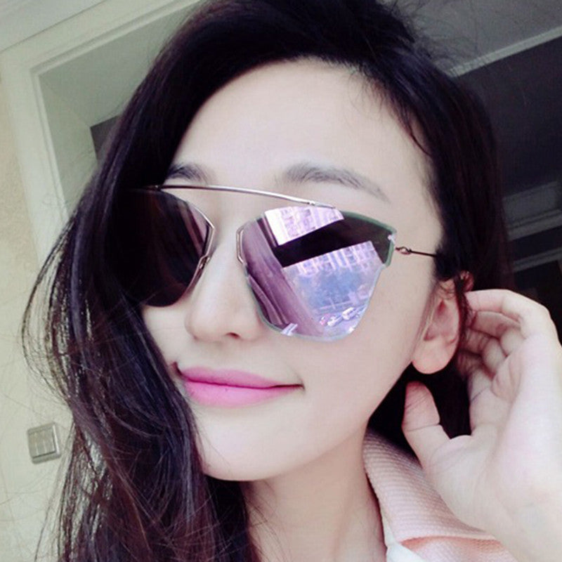 Women Cateye Metal Mirror Sunglasses