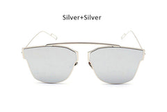 Women Cateye Metal Mirror Sunglasses