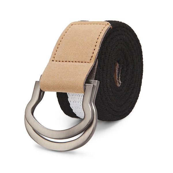 Double Ring Loop Canvas Belt Buckle Mens