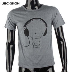 Short Sleeve O-Neck Earphone T Shirt Men