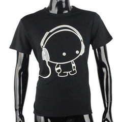 Short Sleeve O-Neck Earphone T Shirt Men