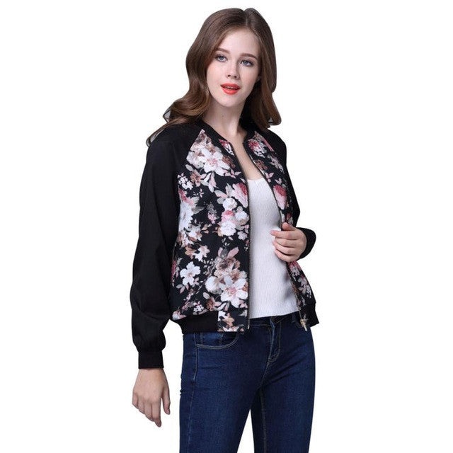 Coat Rose Floral Print Winter Street Jacket Women