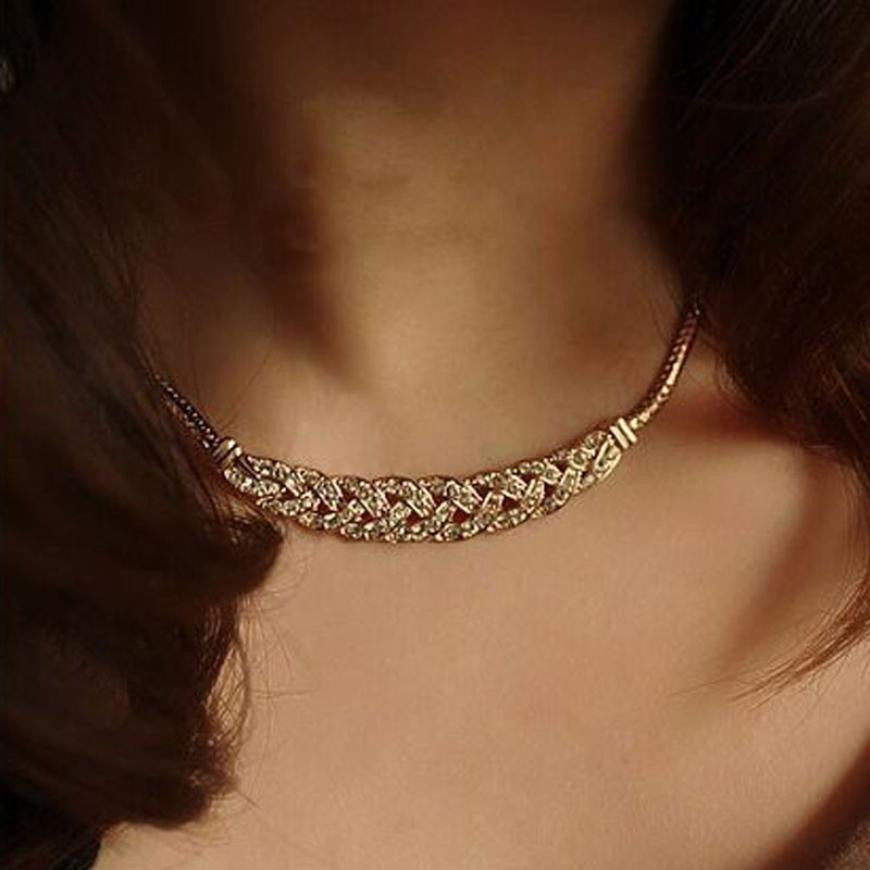 Pendant Chain Crystal Choker Charm Bib Necklace