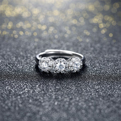 GAGAFEEL Sparking Crystal Sterling Silver Ring With Big Store Elegant