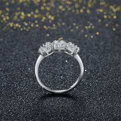 GAGAFEEL Sparking Crystal Sterling Silver Ring With Big Store Elegant