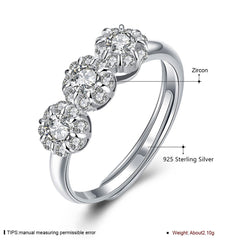 GAGAFEEL Sparking Crystal Sterling Silver Ring With Big Store Elegant