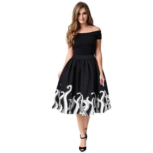 American Style Mini Knee Length Skater Midi Skirt