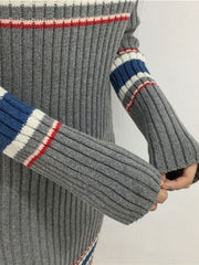Gray Striped Women's Sweater Dress