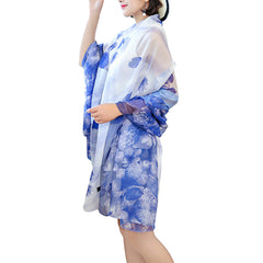Sunproof Beach Scarf Flower Patterned