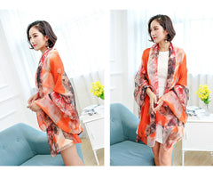 Sunproof Beach Scarf Flower Patterned