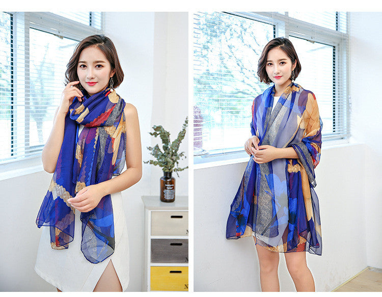 Sunproof Beach Scarf Flower Patterned