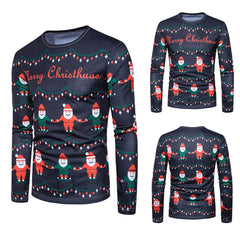 Men Autumn PrintingTop  Long-sleeved T-shirt Blouse