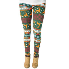 Skinny Christmas Elk Print Stretchy Pants Slim Leggings