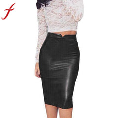 High Waist Classic Faux Leather Skirt