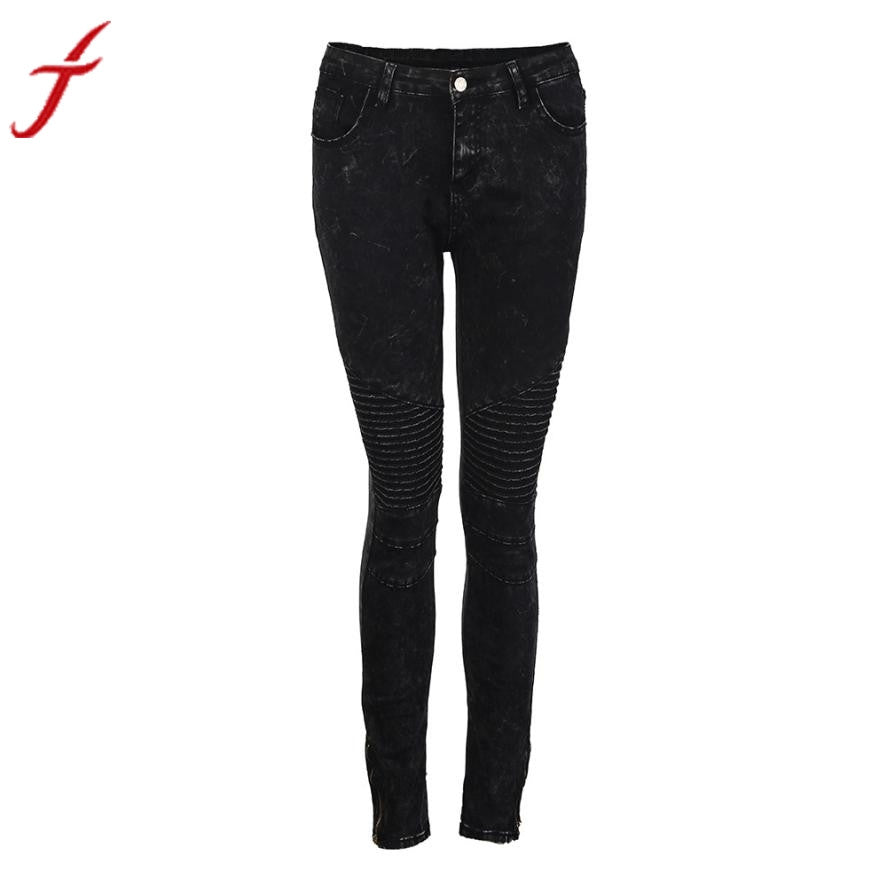 Jeans Flat Skinny Mid Waisted Elasticity Cool