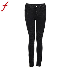 Jeans Flat Skinny Mid Waisted Elasticity Cool