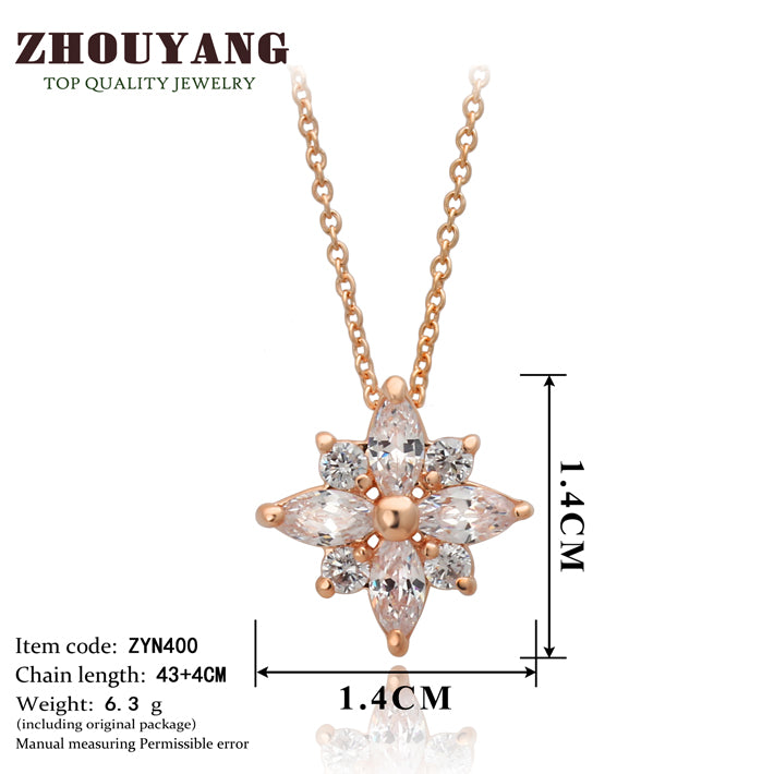 Crystal Snowflake Necklace Rose Gold Color