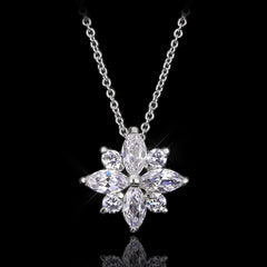 Crystal Snowflake Necklace Rose Gold Color
