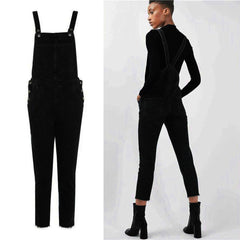 Black Casual Jumpsuit Jeans Pockets