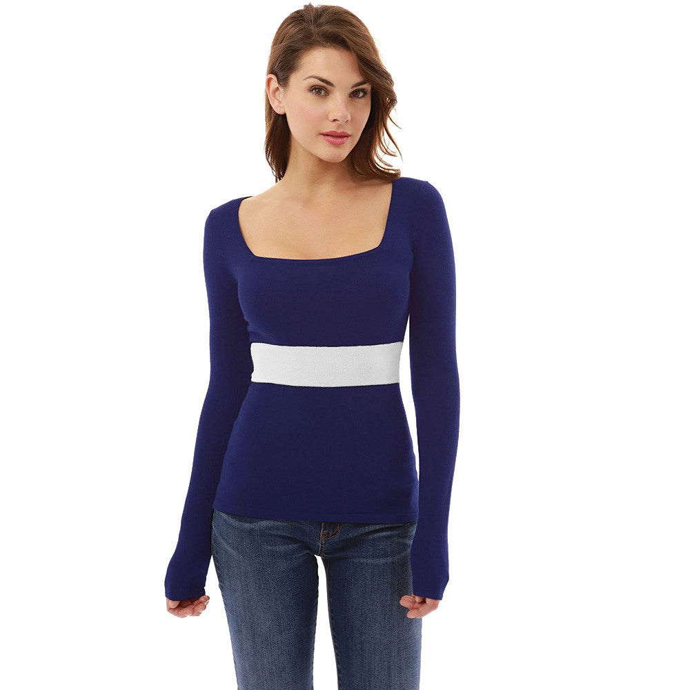 Women U Neck Tight Long Sleeve